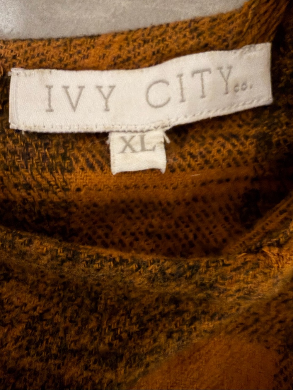 Ivy City Co Rust Plaid Plaid Midi Dress - Picture 5 of 7